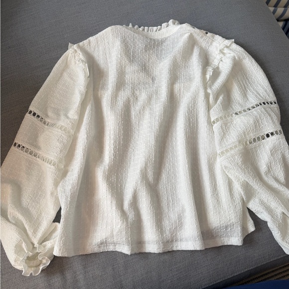 NWT H&M Divided Ruffle White Long Sleeve Top Large - Picture 6 of 6